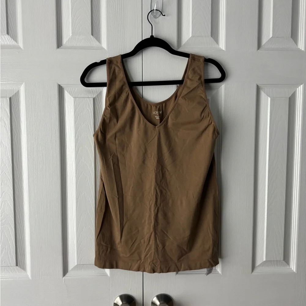 J. Crew Layering Tank Top Camel Caramel Brown Scoop Neck Size XXL